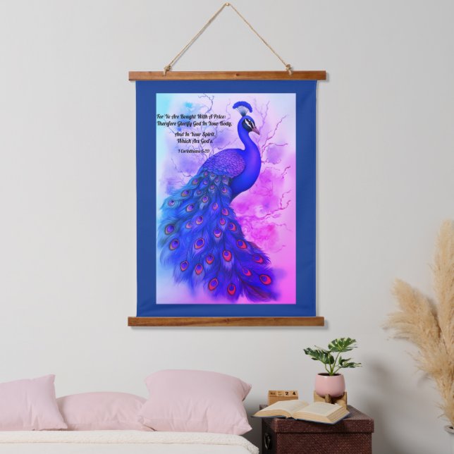 Tapisserie Suspendue Peacock bleu et violet (Chambre à coucher)