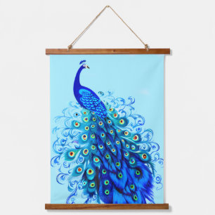 Tapisserie Suspendue Peacock en bleu turquoise et cobalt