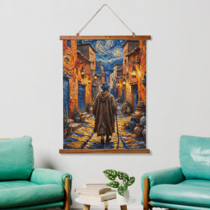 Tapisserie Suspendue Peinture à l'huile impasto marocaine nuit étoilée