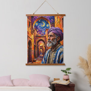 Tapisserie Suspendue Peinture à l'huile impasto marocaine nuit étoilée