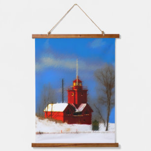 Tapisserie Suspendue Peinture de phare rouge - Art original