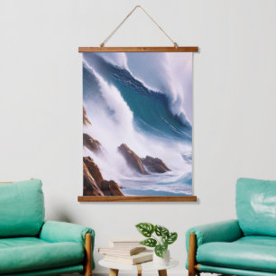 Tapisserie Suspendue Peinture majestueuse des vagues océaniques