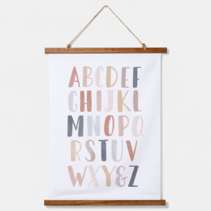 Tapisserie Suspendue Pépinière à Alphabet d'Aquarelle neutre