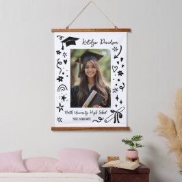 Tapisserie Suspendue Personalized Doodle Graduation Keepsake Photo