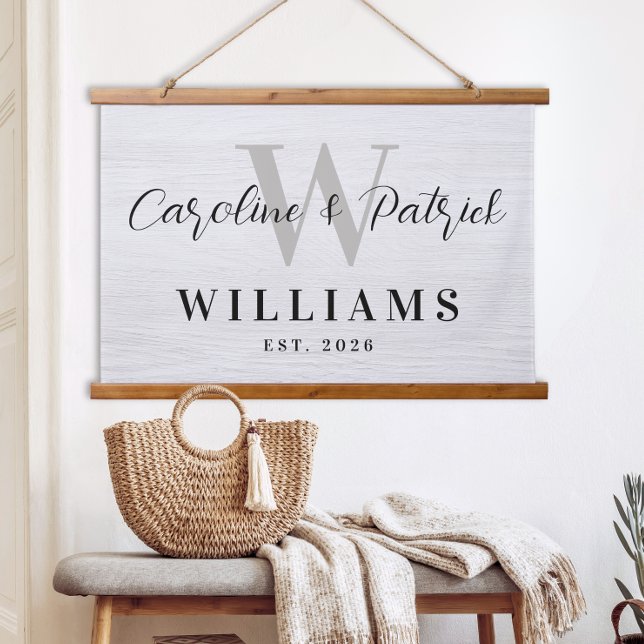 Tapisserie Suspendue Personalized Family Name Framed Fabric Sign (Personalized Family Name Wall Art Sign Custom Initial Established Date Housewarming Gift Home Decor)