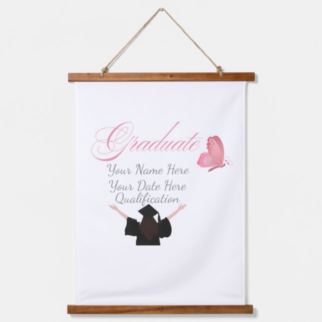 Tapisserie Suspendue Personalized Pink Graduate Gift, Custom Name  (Recto)