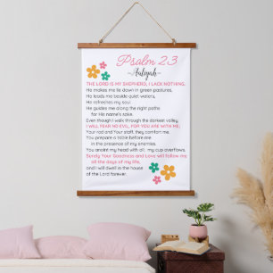 Tapisserie Suspendue Personnaliser Psaume 23-NIV Bible Scripture Fleurs