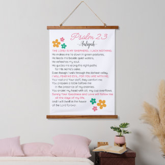 Tapisserie Suspendue Personnaliser Psaume 23-NIV Bible Scripture Fleurs