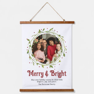 Tapisserie Suspendue Photo moderne Merry & Bright Script Wreath
