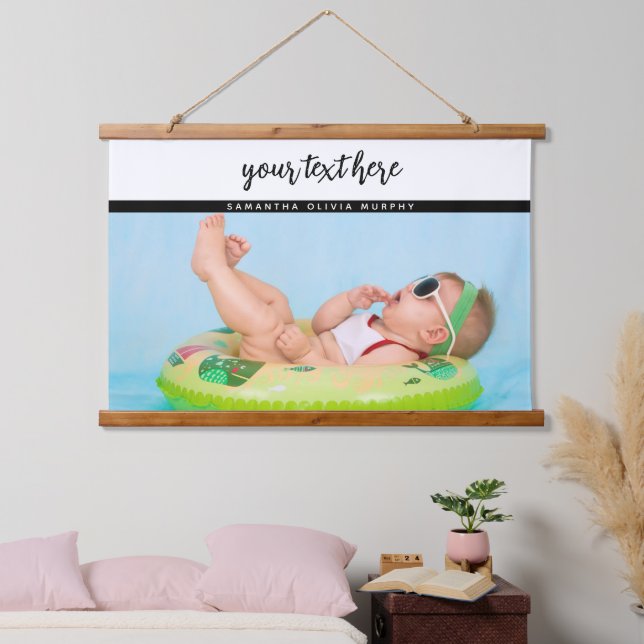 Tapisserie Suspendue Photo personnalisée Baby Love & Name Memories (Chambre à coucher)