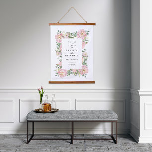 Tapisserie Suspendue Pierres blanches Hydrangea Eucalyptus Mariage Bien