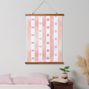 Tapisserie Suspendue Pink and White Stripe - Coeurs, Rose, Empreinte de