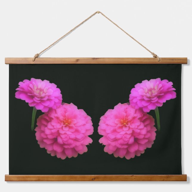 Tapisserie Suspendue Pink Zinnia Flower Pair Twins  (Devant)