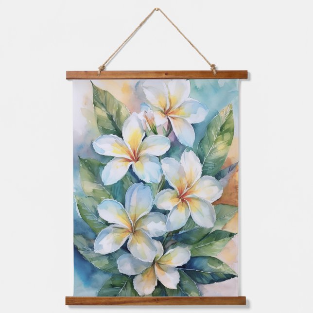 Tapisserie Suspendue Plumeria blanche hawaïenne (Recto)