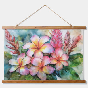 Tapisserie Suspendue Plumeria hawaïenne et gingembre rose