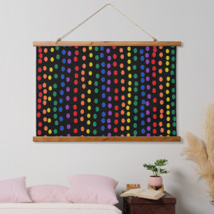 Tapisserie Suspendue Points Rainbow Candy sur noir