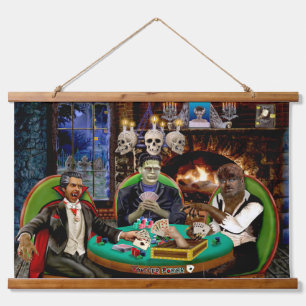TAPISSERIE SUSPENDUE POKER DE FRANKENSTEIN ET DU MONSTRE DE DRACULA