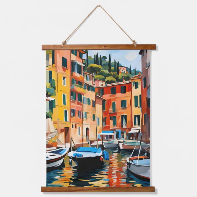 Tapisserie Suspendue Portofino Italie Bateaux méditerranéens (Recto)