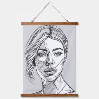 Portrait d'art de ligne monochrome Abstrait