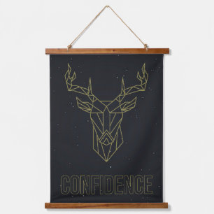 Tapisserie Suspendue Poster d'affirmation des cerfs en origami jaune.