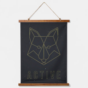 Tapisserie Suspendue Poster d'affirmation jaune origami renard actif