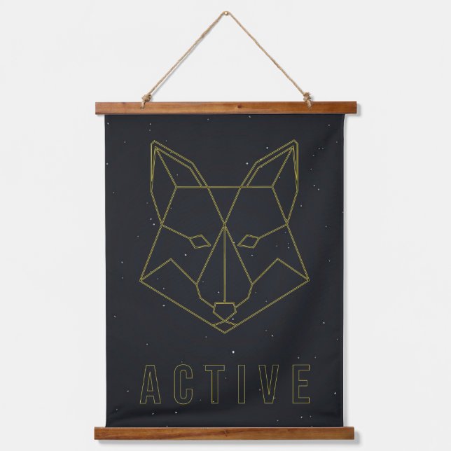 Tapisserie Suspendue Poster d'affirmation jaune origami renard actif (Recto)