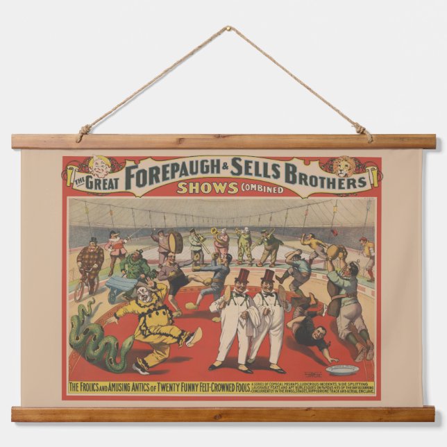 Tapisserie Suspendue Poster Du Cirque Montrant L'Amusant Antique Des Cl (Devant)