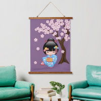 Poupée Maiko Kokeshi - Fille Geisha en Kimono Bleu