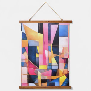 Tapisserie Suspendue Rectangles et Triangles Abstrait Géométrique