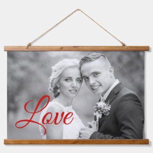 Tapisserie Suspendue Red Love script typographie mariage photo