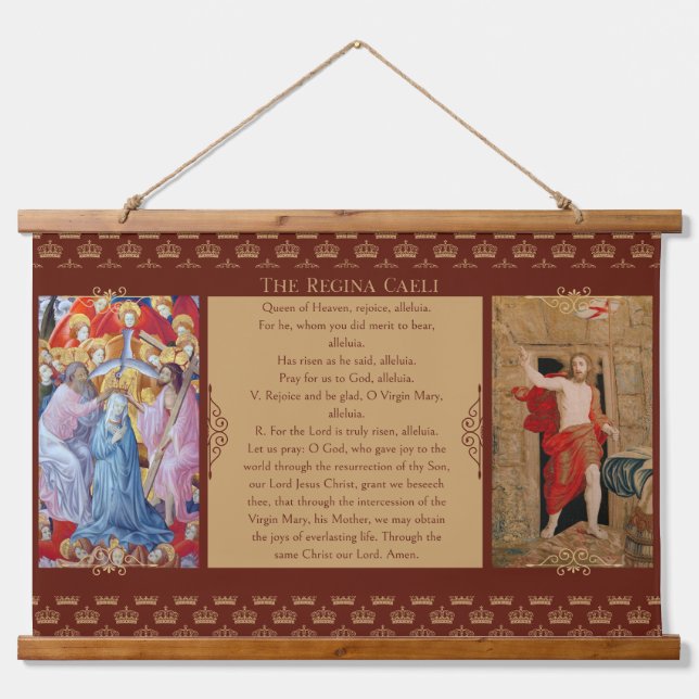 Tapisserie Suspendue Regina Caeli avec prière de couronnement et de rés (Devant)