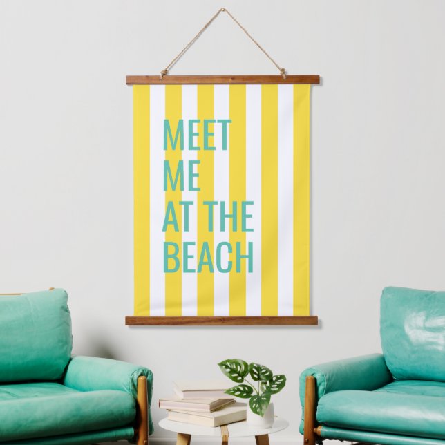 Tapisserie Suspendue Rencontrez-Moi Au Beach Yellow Cabana Stripe (Salon)
