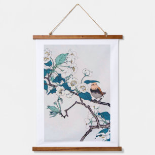 Tapisserie Suspendue Robin et fleurs de cerisiers, Imao Keinen
