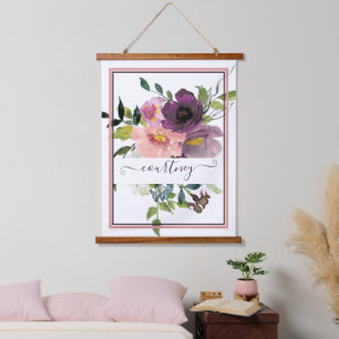 Tapisserie Suspendue Rose et violet floral personnalisé