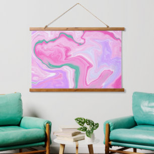 Tapisserie Suspendue Rose, Vert Menthe, Violet, Marbre blanc