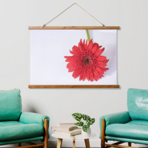 Tapisserie Suspendue Rouge Chrysanthème Pétales Fleur Floral