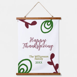 Tapisserie Suspendue Rouge vert joyeux Thanksgiving floral feuille auto