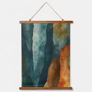 Tapisserie Suspendue Rouille et Turquoise