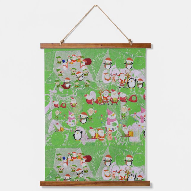 Tapisserie Suspendue Santa Magical Green New Year  (Recto)
