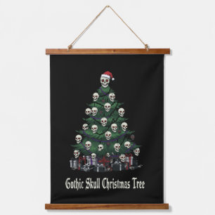 Tapisserie Suspendue Sapin de Noël Crâne Gothique   Alternative Sombre