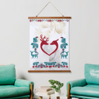 Scandinavie Folk Art Animaux Nordic Reindeer Wall
