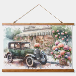 Tapisserie Suspendue Scène Retro Car & Blooming Boutique