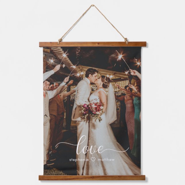Tapisserie Suspendue Script d'amour photo mariage (Recto)