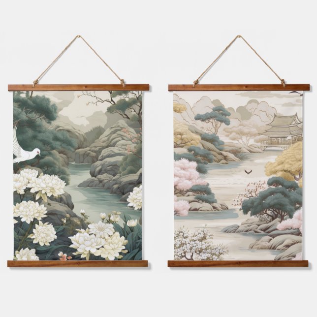 Tapisserie Suspendue Serene Tranquillité thème japonais (Double)