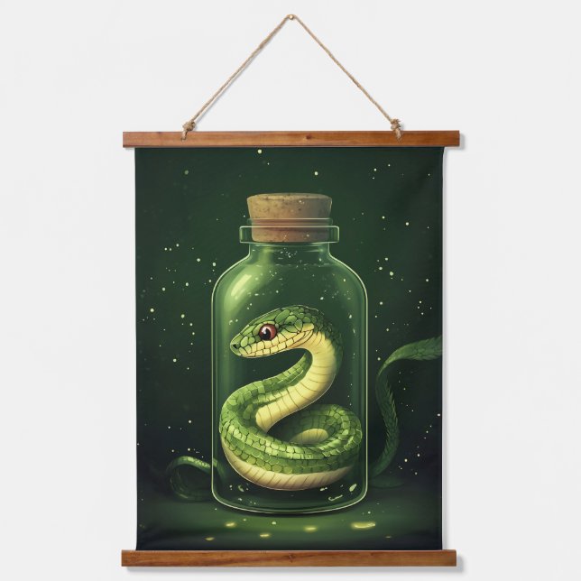 Tapisserie Suspendue Serpent enchanté dans un bocal de verre (Recto)