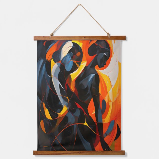 Tapisserie Suspendue Silhouette Abstraite élégante dans l'art des tons  (Recto)