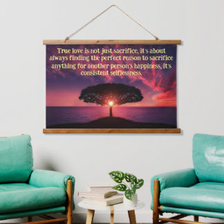 Tapisserie Suspendue Silhouette avec beau soleil rose océanique