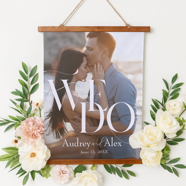 Tapisserie Suspendue Simple Mariage moderne Nous faisons Photo Welcome  (Simple Modern Wedding We Do Photo Welcome Tapestry #modernwedding #weddingphotosign
#simplewedding)