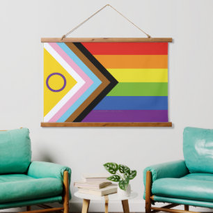 Tapisserie Suspendue SlipperyJoe Intersex Progrès Fierté Drapeau arc-en