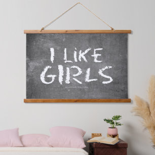 Tapisserie Suspendue SlipperyJoe's J'aime les filles tableau noir sale 